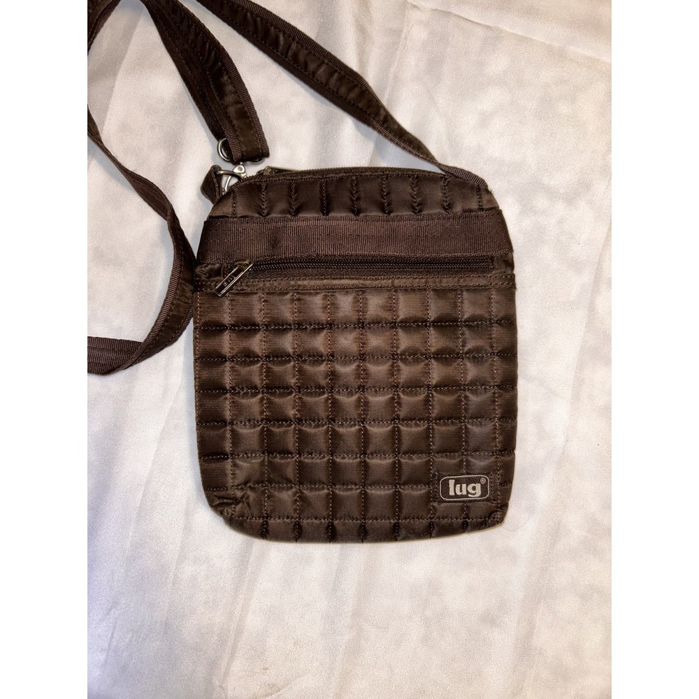 Lug Chocolate Brown Quilted Small Crossbody Shoulder Bag Adjustable Compact